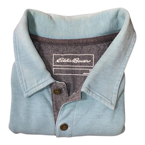 Eddie Bauer Polo Men’s Size LT Blue Short Sleeve - Picture 4 of 5